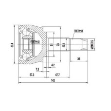 ( 516K ) - TRC - HOMOCINETICA L.RUEDA FIAT 500 STILO DOBLO (22X25) SEG INTERNO LATGO 142MM