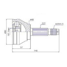 ( 504K ) - TRC - HOMOCINETICA L.RUEDA FIAT DUNA-UNO LARGO 148MM (22X20) SEG EXT