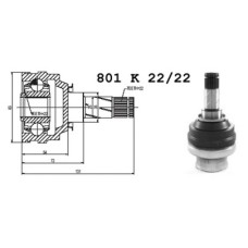 ( 801K ) - ROLL - HOMOCINETICA CHEVROLET CORSA/COMBO  L. CAJA (22X22)